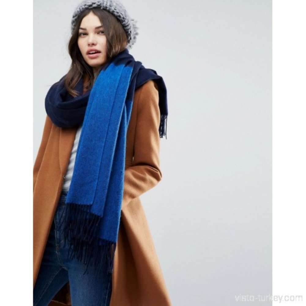 ASOS Lambswool navy blue large scarf